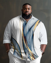 White Men's Ombre Art Big & Tall Long Sleeve Walking Set